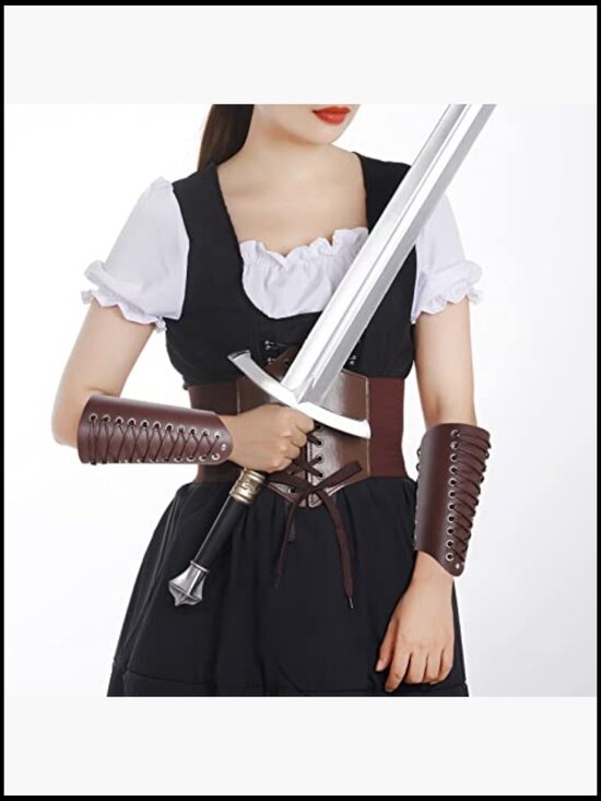 Faux Leather Corset Belt Gauntlet Set Medieval Renaissance Cosplay Accessory main image 7